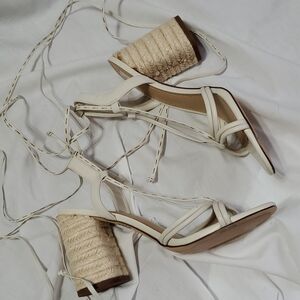 Gibson latimer espadrille chunky heel open toe sandals lace up leg